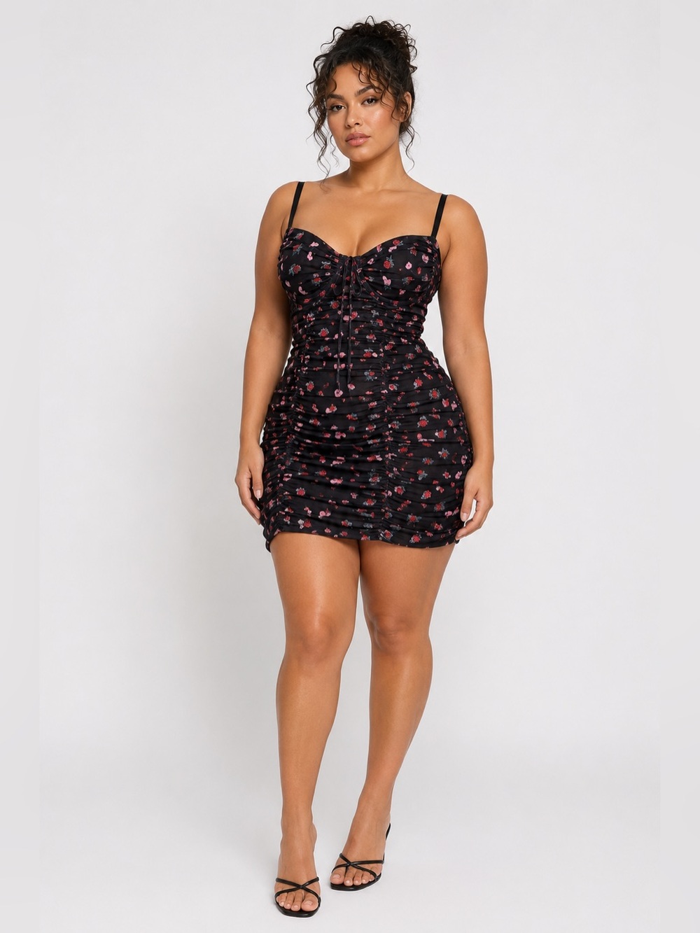 Victoria's Secret Y2K Ruched Mesh Rose & Heart Mini Dress L